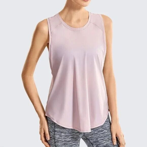 CRZ YOGA Women's Sports /Gym Workout Sleeveless Tank Top Lightweight Mesh Panel - Picture 2 of 7